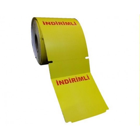 135X100 250'Li Sari İndirimli Karton Raf Etiketi Ortadan Delikli 135X100 250'Li Sari İndirimli Karton Raf Etiketi Ortadan Delikli