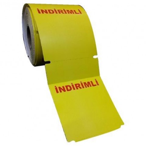 135X100 250'Li Sari İndirimli Karton Raf Etiketi Ortadan Delikli 135X100 250'Li Sari İndirimli Karton Raf Etiketi Ortadan Delikli